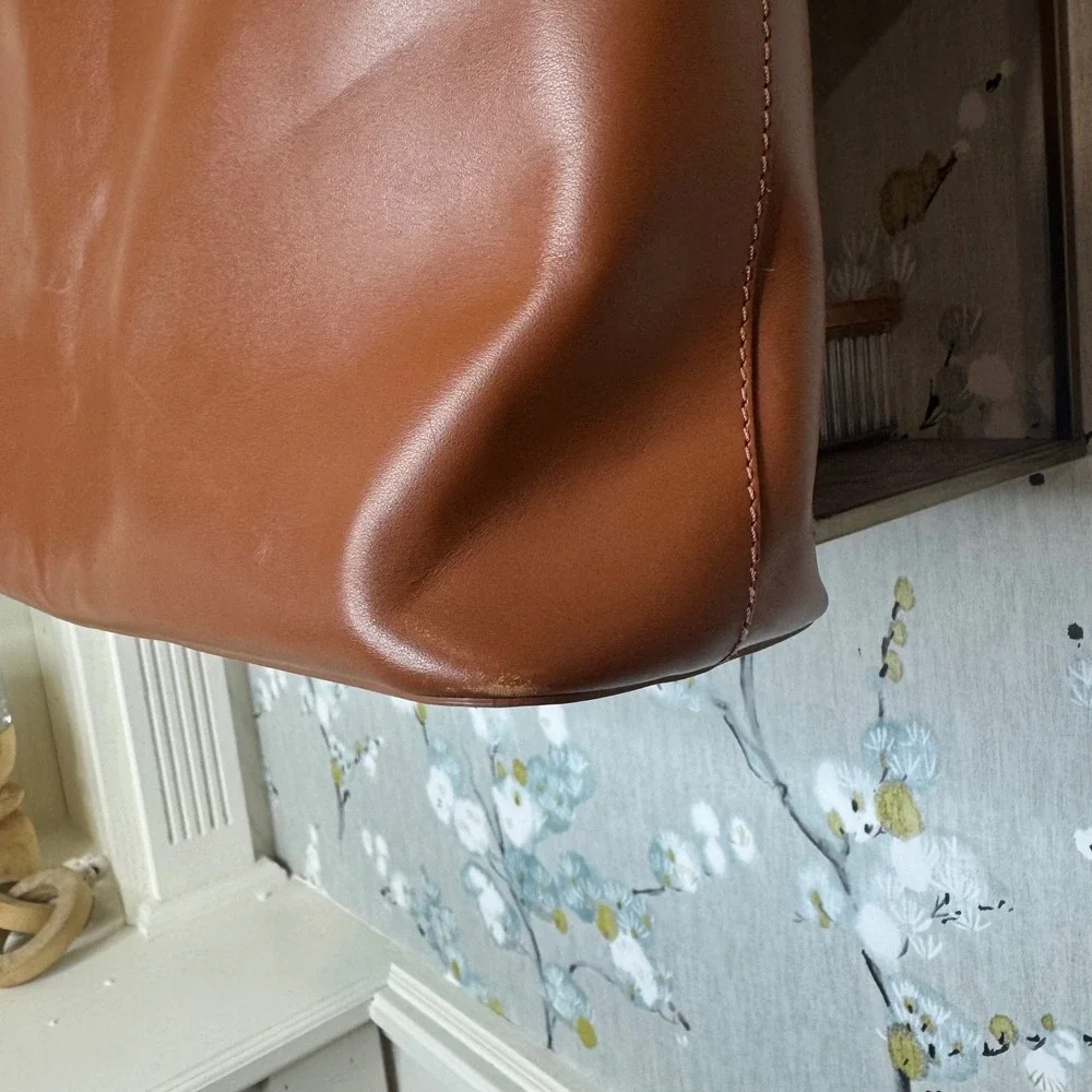 Everlane Day Market Tote Cognac Brown Leather Shoulder Bag Made in Italy